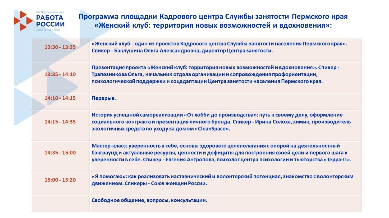 Женский клуб в Кадровом центре «Работа России»: откройте новые горизонты на  10-м пермском Семейном форуме | Центр Занятости Населения Пермского края