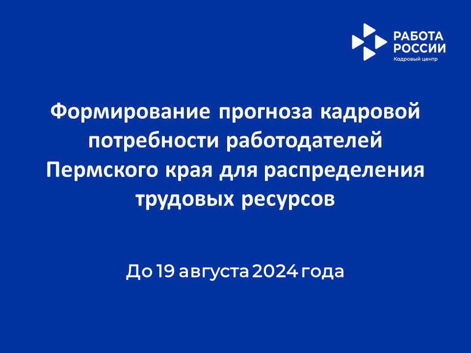 Осталось 2 дня до завершения открытого опроса для работодателей Пермского края о кадровой потребности, в том числе перспективной для оказания содействия в привлечении трудовых ресурсов