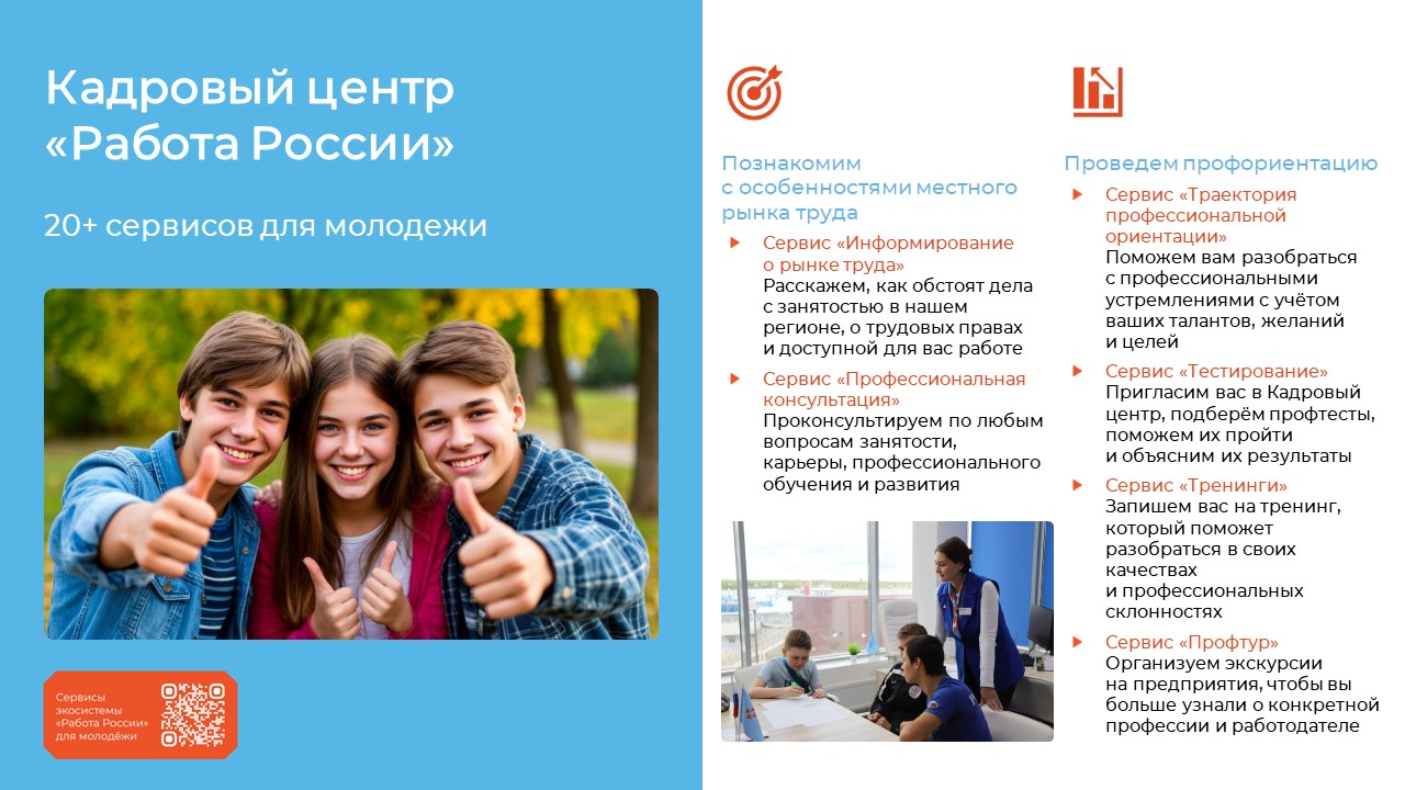 Кадровый центр «Работа России» для молодежи: как мы помогаем школьникам, студентам и молодым специалистам